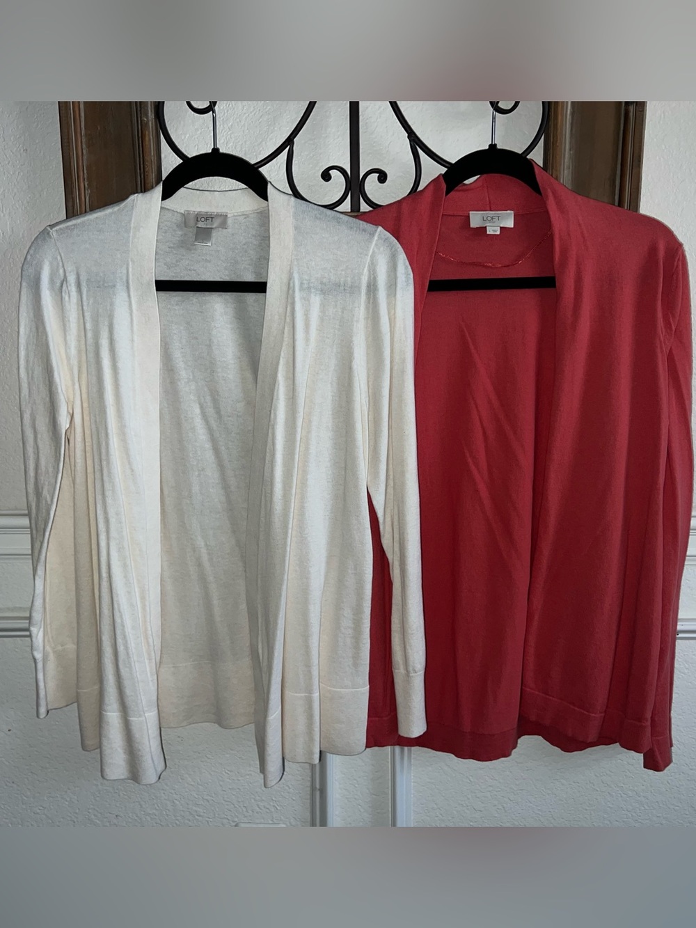 LOFT Lightweight Open-Front Cardigans in Cream and Corl